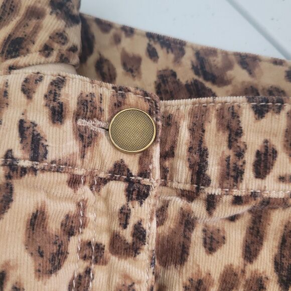 Chico's size 3 pants corduroy studs pockets straight zip button animal print - Picture 10 of 15